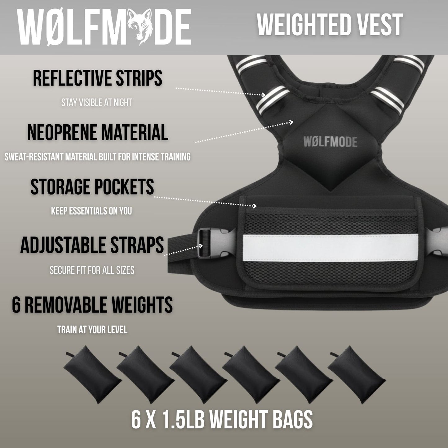  WØLFMODE Weighted Vest (11LB-20LB)